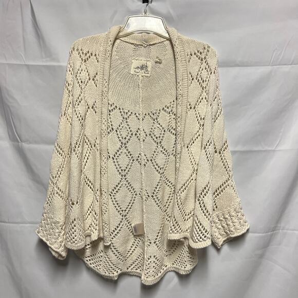 Angel Of The North Sweaters - Angel of the North Anthro Cream Pointelle Cardigan Size Small Dolman Sleeve